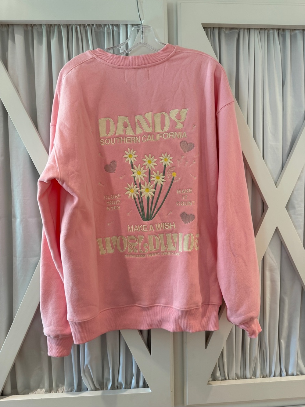 Dandy Worldwide "Make a Wish" Oversized Lux Hoodie in Pink- Size L